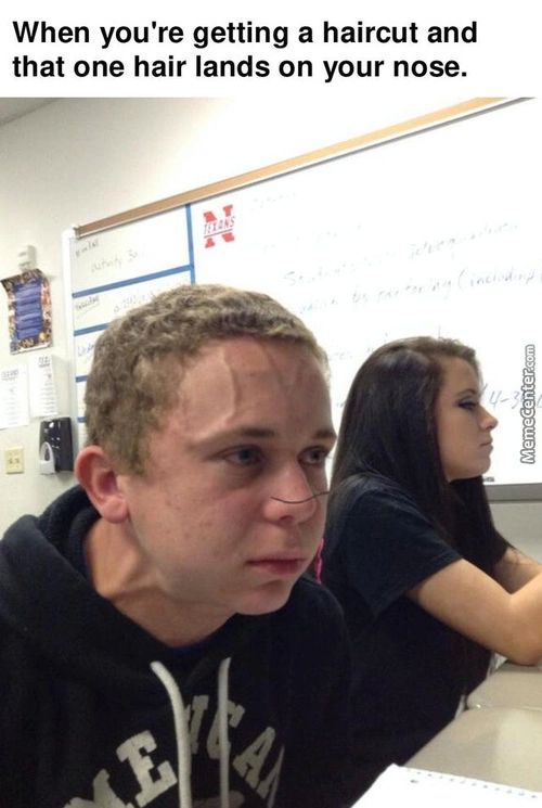 When You're Getting A Haircut And
That One Hair Lands On Your Nose.
