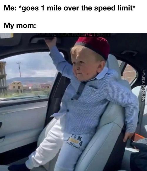 Me: *goes I Mile Over The Speed Limit*
My Mom:
