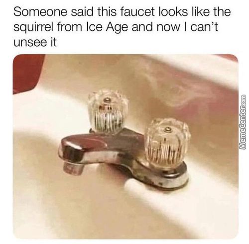 Someone Said This Faucet Looks Like The
Squirrel From Ice Age And Now I Can't
Unsee It
