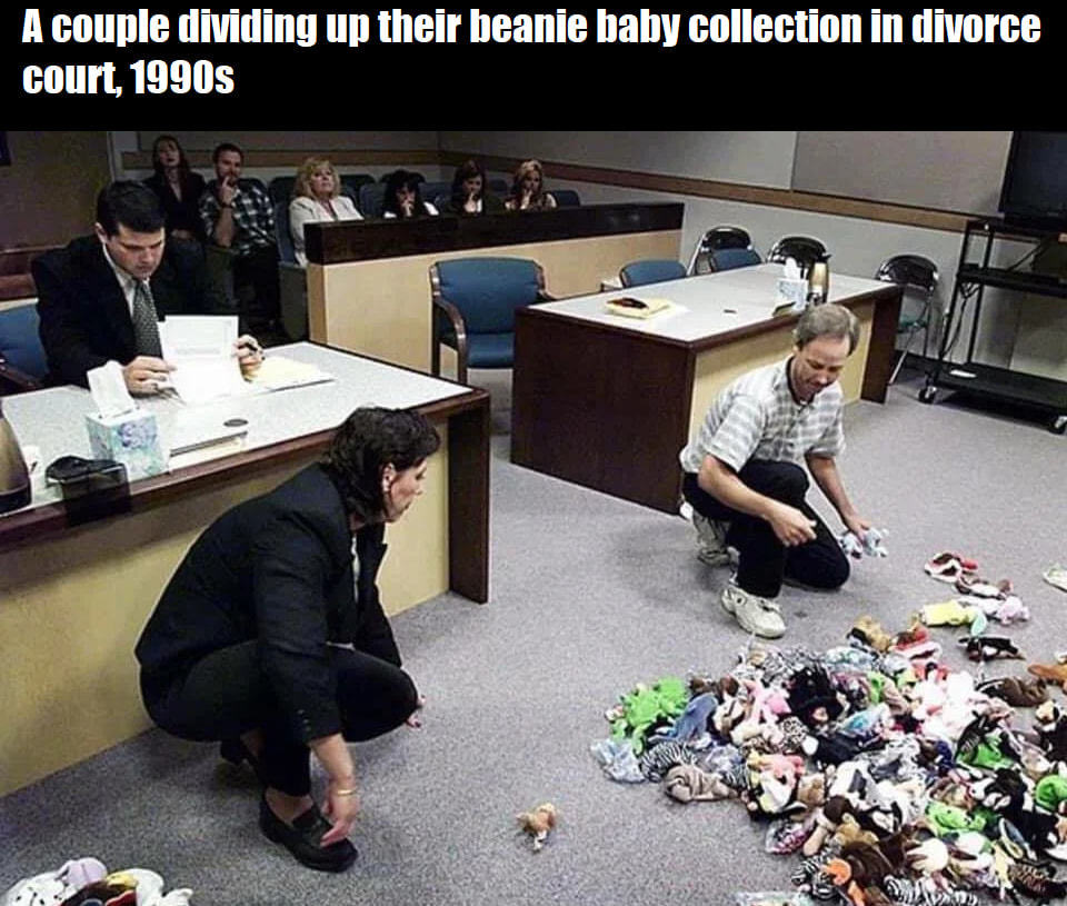 A Couple Dividing Up Their Beanie Baby Collection In Divorce
Coun 1990s
