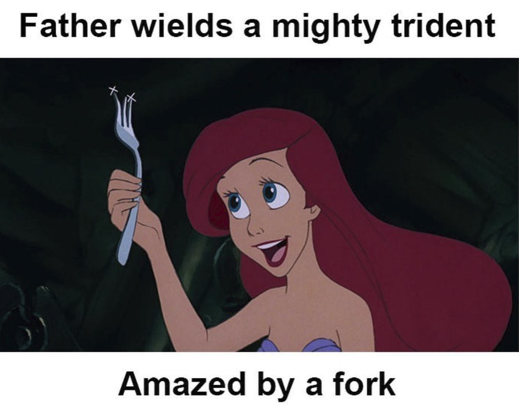 Father Wields A Mighty Trident
Amazed By A Fork

