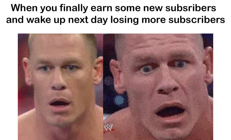 When You Finally Earn Some New Subsribers
And Wake Up Next Day Losing More Subscribers
