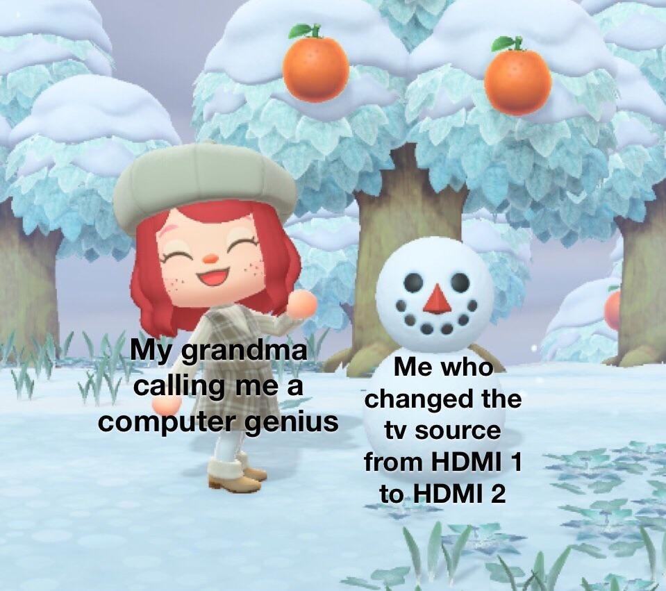 My Grandma
Calling Me A
Computer Genius
Me Wh
Changed The
Tv Source
From HDMI 1
 to*DMl 2
