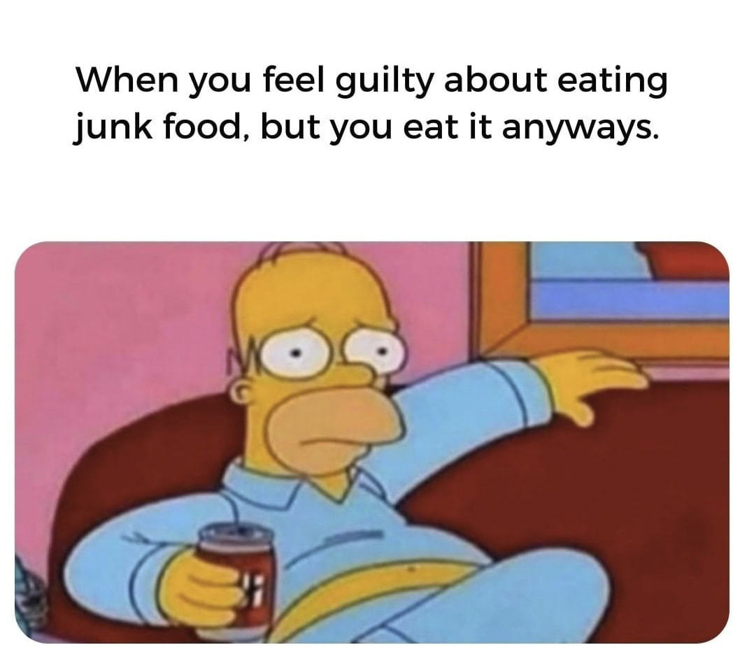 When You Feel Guilty About Eating
Junk Food, But You Eat It Anyways.
