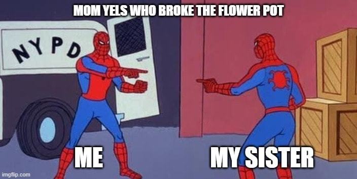 MOM YUSWHO BROKE FLOWERPOT
MY SISTER
