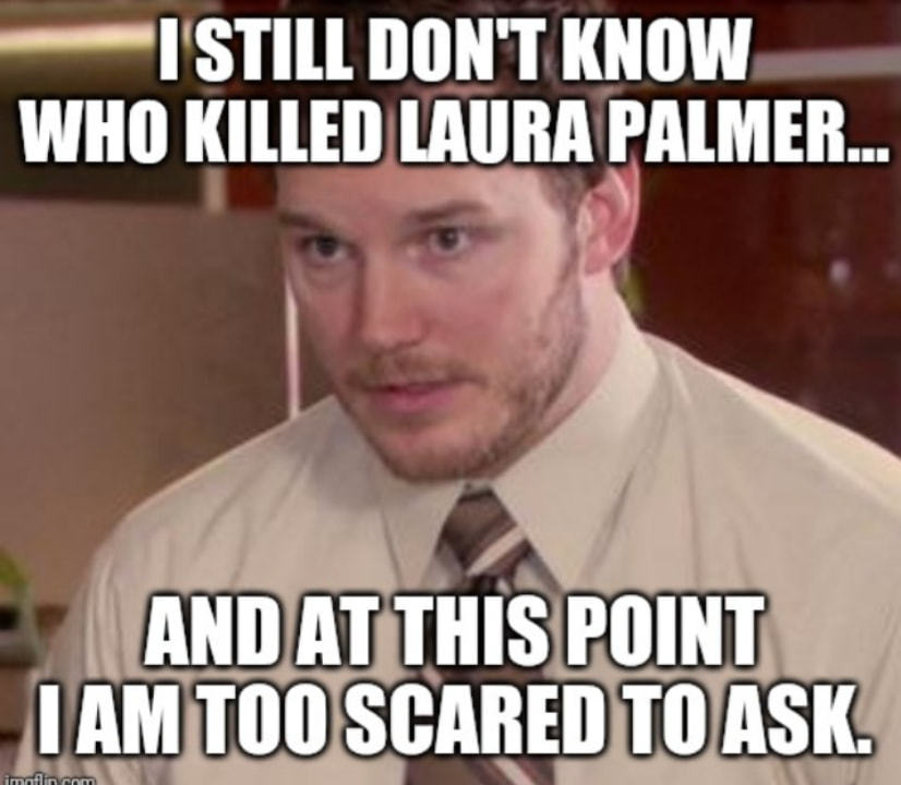 STILL DON'T KNOW
WHO KILLED LAURA PALMER...
I AM TOO SCARED TO
