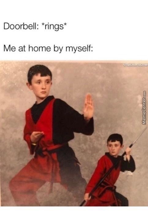 Doorbell: *rings*
Me At Home By Myself:
