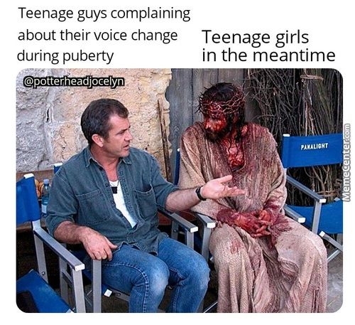 Teenage Guys Complaining
About Their Voice Change Teenage Girls
In The Meantime
During Puberty
@potterheadjacelyn
