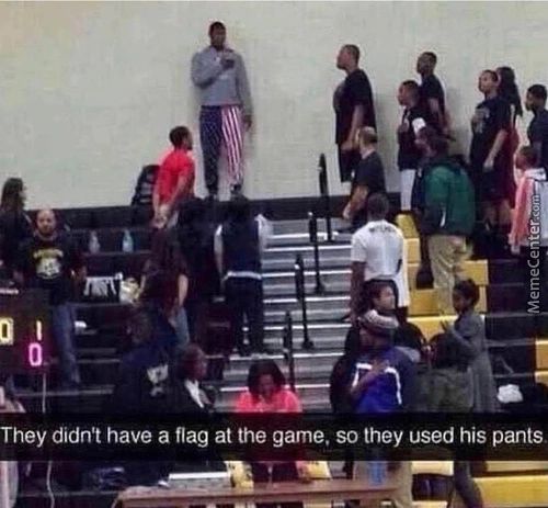 They Didn't Have A Flag At The Game. So They Used His Pants
