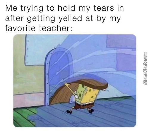 Me Trying To Hold My Tears In
After Getting Yelled At By My
Favorite Teacher:

