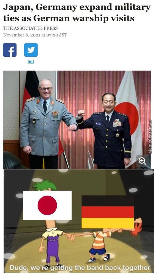 Japan, Germany Expand Military
Ties As German Warship Visits
THE ASSOCIATED PRESS
November 6, 2021 At 07:20 ,JST
List
Dude We're
Utting The Bancfback Togeth
