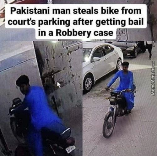 Pakistani Man Steals Bike From
Court's Parking After Getting Bail
In A Robbery Case
