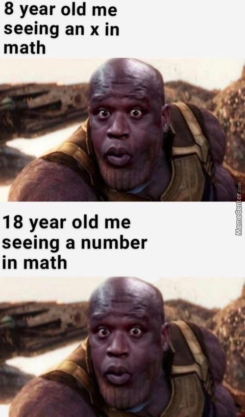 8 Year Old Me
Seeing An X In
Math
18 Year Old Me
Seeing A Number
In Math
