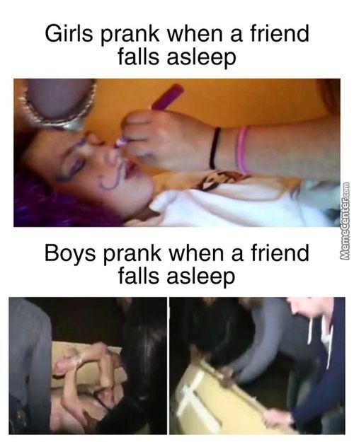 Girls Prank When A Friend
Falls Asleep
Boys Prank When A Friend
Falls Asleep
