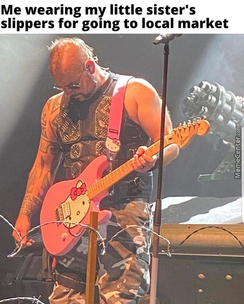 Me Wearing My Little Sister's
Slippers For Going To Local Market
