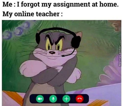 Me : I Forgot My Assignment At Home.
My Online Teacher :
