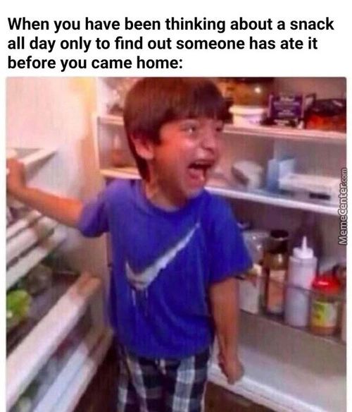 When You Have Been Thinking About A Snack
All Day Only To Find Out Someone Has Ate It
Before You Came Home:
