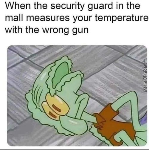 When The Security Guard In The
Mall Measures Your Temperature
With The Wrong Gun
