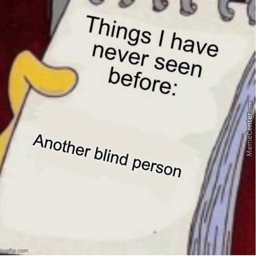 Things I Have
Never Seen
Before:
Another Blind Person
