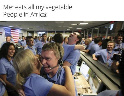 Me: Eats All My Vegetable
People In Africa:
