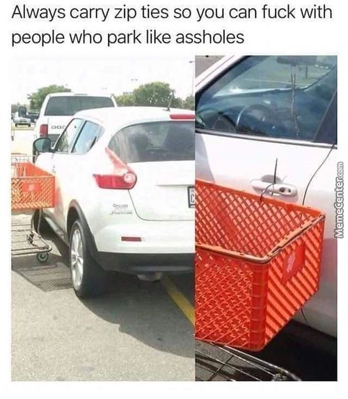 Always Carry Zip Ties So You Can Fuck With
People Who Park Like Assholes
