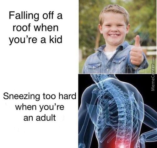 Falling Off A
Roof When
You're A Kid
Sneezing Too Hard
When You're
An Adult
