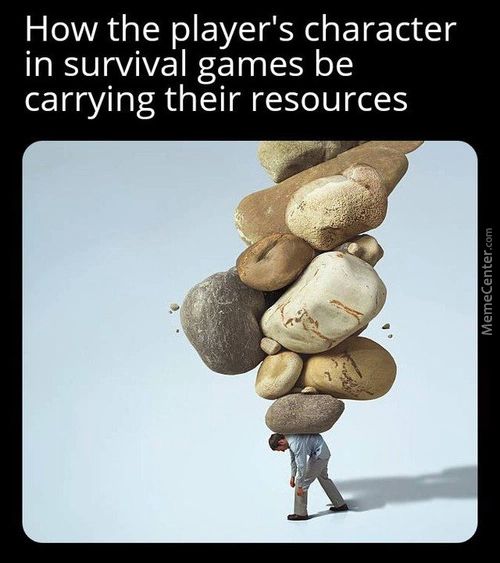 How The Player's Character
In Survival Games Be
Carrying Their Resources
