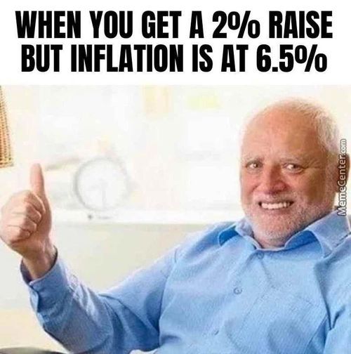 WHEN YOU GET A RAISE
BUT INFLATION IS AT 6.5%
