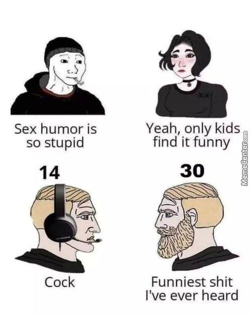 Sex Humor Is
So Stupid
Cock
Yeah, Only Kids
Find It Funny
Funniest Shit
I've Ever Heard
