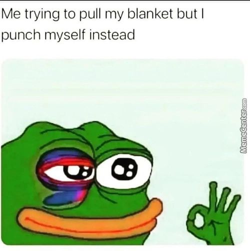 Me Trying To Pull My Blanket But I
Punch Myself Instead
