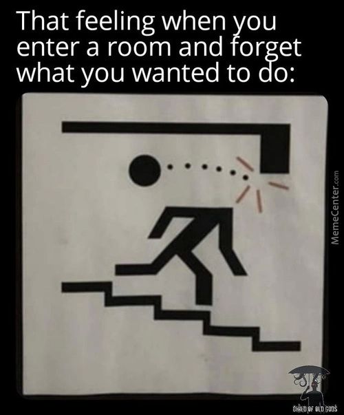 That Feeling When You
Enter A Room And Forget
What You Wanted To Do:
