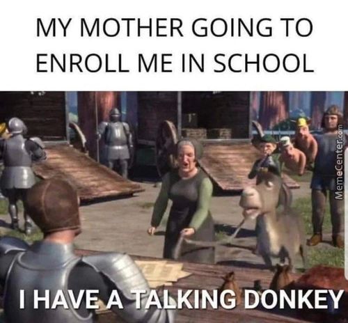 MY MOTHER GOING TO
ENROLL ME IN SCHOOL
I HAVESA DONKEY
