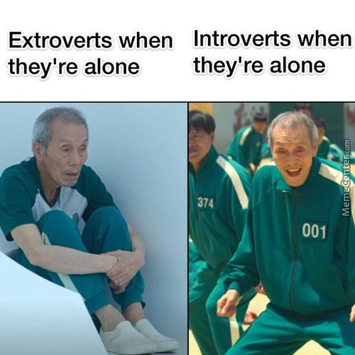 Extroverts When
They're Alone
Introverts When
They're Alone
374
001
