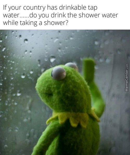 If Your Country Has Drinkable Tap
Water......do You Drink The Shower Water
While Taking A Shower?
