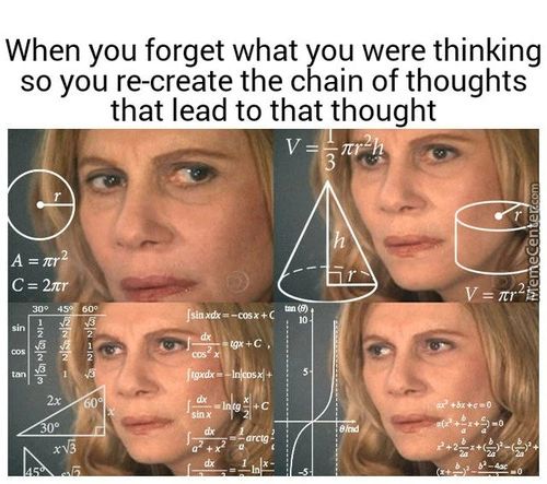 When You Forget What You Were Thinking
So You Re-create The Chain Of Thoughts
That Lead To That Thought
300
