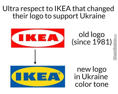 Ultra Respect To IKEA That Changed
Their Logo To Support Ukraine
• KEA
• KEA
Old Logo
(since 1981)
New Logo
In Ukraine
Color Tone
