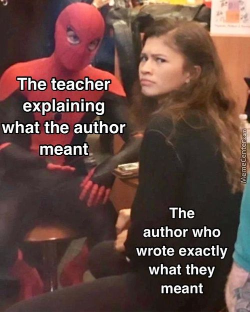 The Teacher
Explaining
What The Author
•meant.
Author Who
Wrote Exactly
What They
Meant
