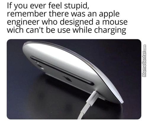 If You Ever Feel Stupid,
Remember There Was An Apple
Engineer Who Designed A Mouse
Wich Can't Be Use While Charging
