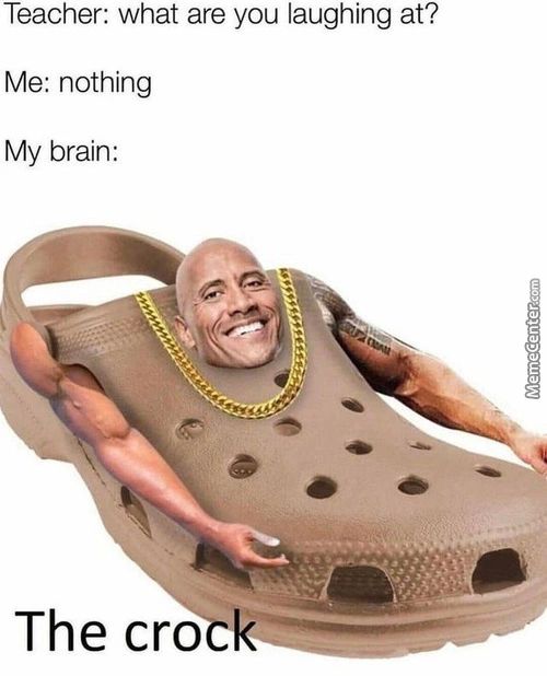 Teacher: What Are You Laughing At?
Me: Nothing
My Brain:
The Cro
