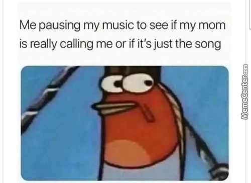 Me Pausing My Music To See If My Mom
Is Really Calling Me Or If It's Just The Song
