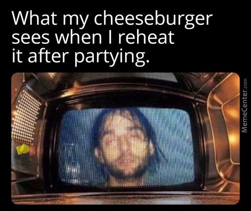 What My Cheeseburger
Sees When I Reheat
It After Partying.
