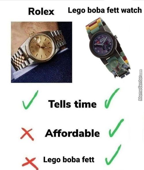 Rolex Lego Boba Fett Watch
Tells Time
Affordable
Lego Boba Fett
