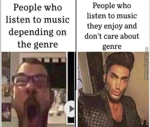 People Who
Listen To Music
Depending On
The Genre
People Who
Listen To Music
They Enjoy And
Don't Care About
Genre
