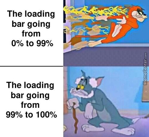 The Loading
Bar Going
From
0% To 99%
The Loading
Bar Going
From
99% To 100%

