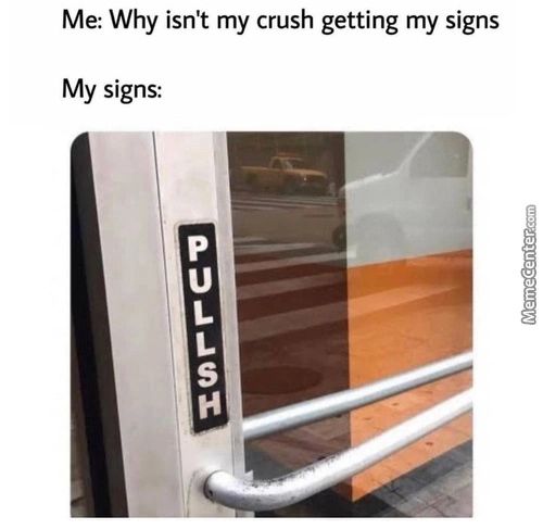 Me: Why Isnt My Crush Getting My Signs
My Signs:
