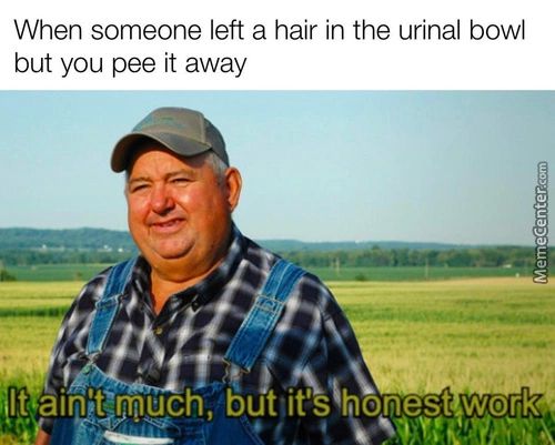 When Someone Left A Hair In The Urinal Bowl
But You Pee It Away
It Ain!much, Bu Lit' Work
