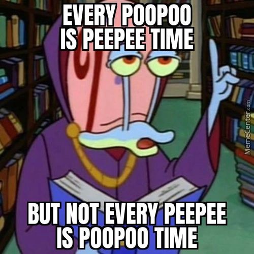 EVERYIROOPOO
ISPEEPEE TIME
BUT NOT EVERY PEEPEE
TIME
