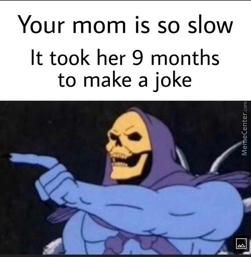 Your Mom Is So Slow
It Took Her 9 Months
To Make A Joke
