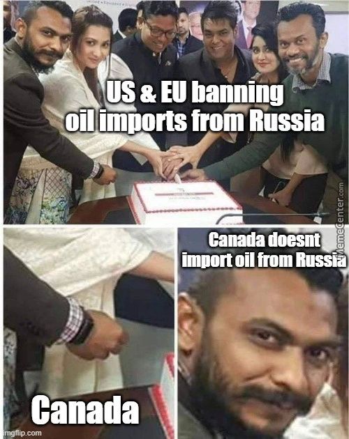 US & EU Banning
Oil Imports From Russia
Canada Doesnt
Imnort Oil From Russia
Canada
