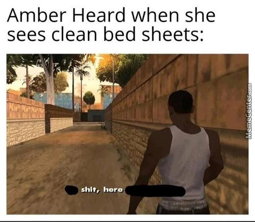 Amber Heard When She
Sees Clean Bed Sheets:
Shit, Her
